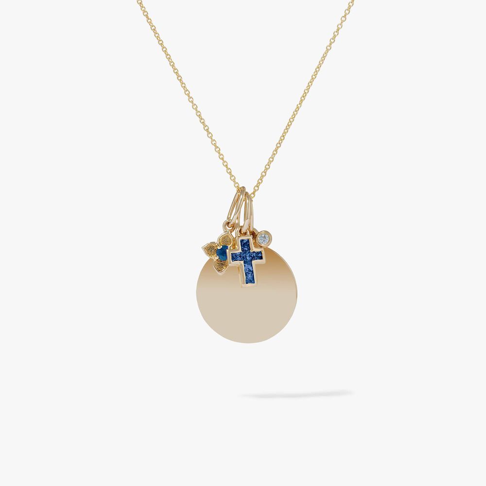 Tokens 14ct Gold Sapphire & Disc Necklace | Annoushka jewelley